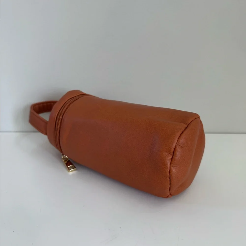 Leather Saddle Brown Insulated Baby Bottle Bag for Travel